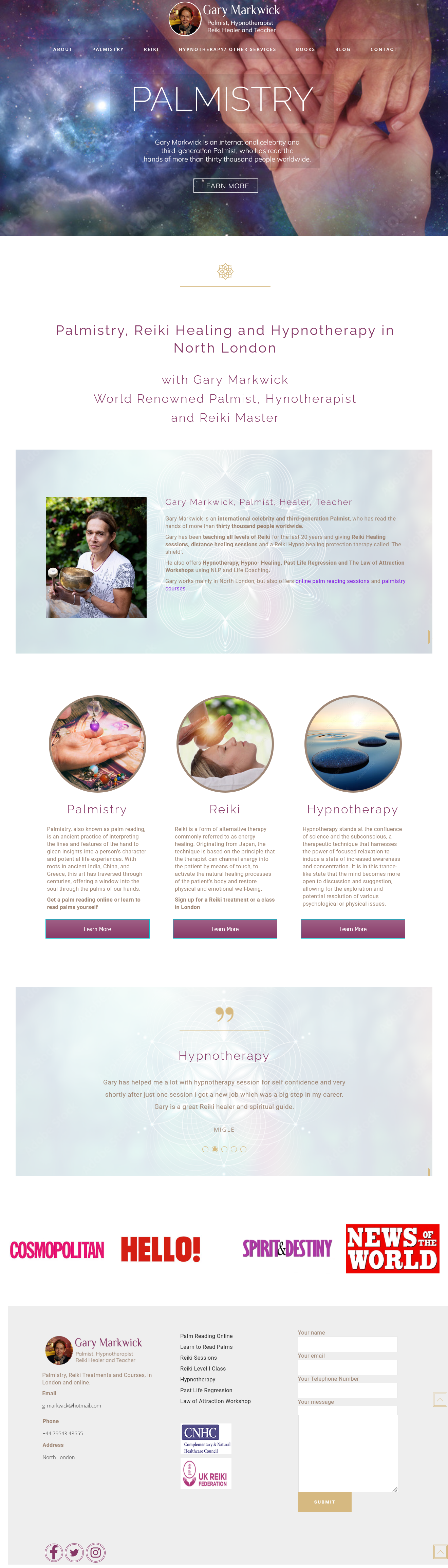 Reiki and Hypnotherapy Website